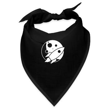 Rakete fliegt über den Mond: Kunst zur Erforschung des Weltraums - Bandana - Schwarz - Vorne