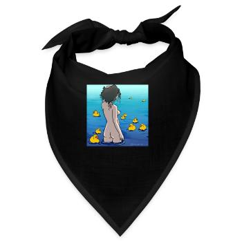Nackte Frau im Wasser mit Gummienten - Bandana - Schwarz - Vorne