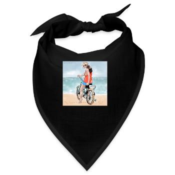 Frau auf dem Moped - Bandana - Schwarz - Vorne