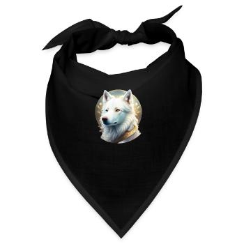 Weisser Schäferhund Portrait Art Avantgarde - Bandana - Schwarz - Vorne