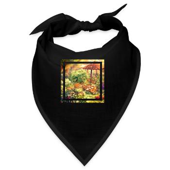 Garten im Anime-Stil mit pflanzlicher Kraft - Bandana - Schwarz - Vorne