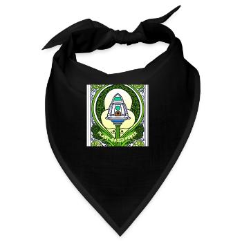 Brokkoli im Jugendstil auf pflanzlicher Basis - Bandana - Schwarz - Vorne