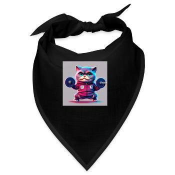 niedlich lustig katze illustration heben gewicht training - Bandana - Schwarz - Vorne