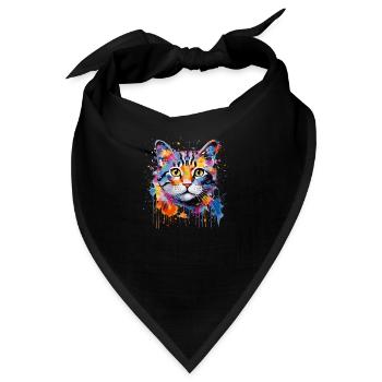Niedliche Katze - Bandana - Schwarz - Vorne