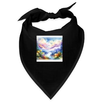Bunte Berg Aquarellmalerei - Bandana - Schwarz - Vorne