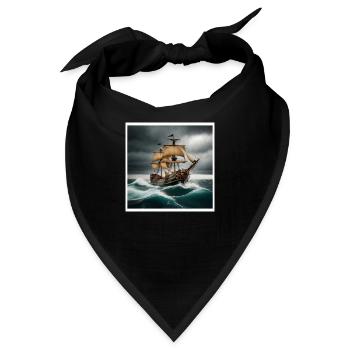 Piratenschiff in Sturm - Bandana - Schwarz - Vorne