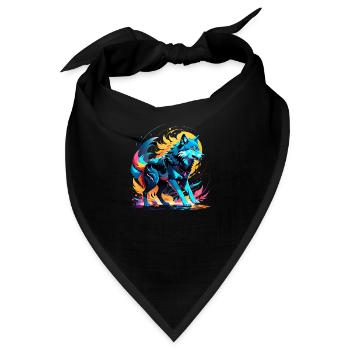 Wolf in Farbe - Bandana - Schwarz - Vorne
