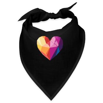 Liebe - Low Poly Herz - Bandana - Schwarz - Vorne