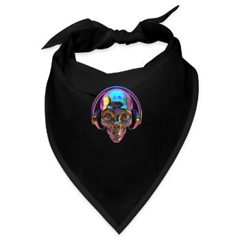 Chromatischer Alien-Kopf mit Kopfhörern - Bandana - Schwarz - Vorne