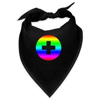 Runder Regenbogen plus Kreuz - Bandana - Schwarz - Vorne