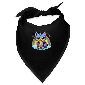Lebendiges Regenbogenkätzchen-Kunstwerk - Bandana - Schwarz - Vorne