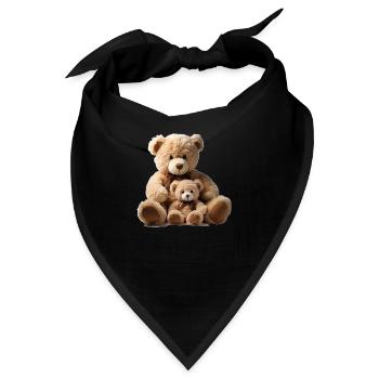 Plüschbär-Mama mit Plüschbär-Kind - Bandana - Schwarz - Vorne