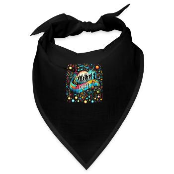 Musical Celebration: Vibrant Party Illustration - Bandana - Schwarz - Vorne