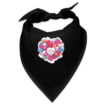 Valentine Heart Group Herz Familie - Bandana - Schwarz - Vorne