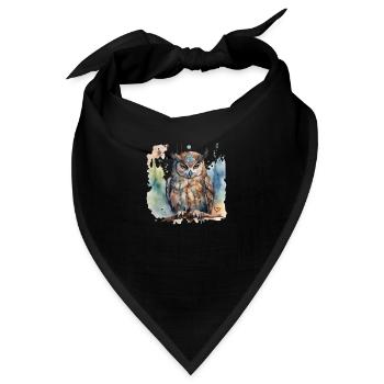 Schamanisches Krafttier Eule, Weisheit, Intuition - Bandana - Schwarz - Vorne