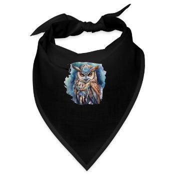 Schamanisches Krafttier Eule Weisheit, Intuition - Bandana - Schwarz - Vorne