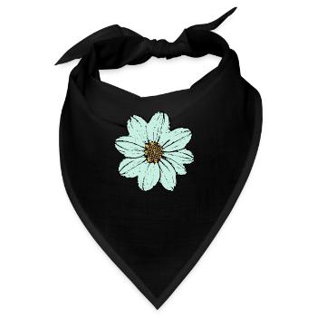 Blume hellblau blaue Blume - Bandana - Schwarz - Vorne