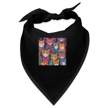 Bunte Katzen - Bandana - Schwarz - Vorne