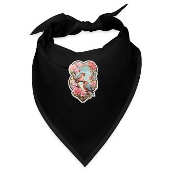 Zwei Turteltauben sitzen auf einem herzförmigen As - Bandana - Schwarz - Vorne