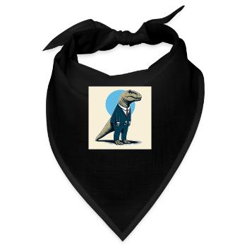 Dino im Anzug - Bandana - Schwarz - Vorne