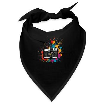 Retro Kamera Logo , Retro Kamera Motiv , Camera - Bandana - Schwarz - Vorne