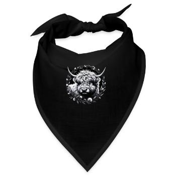 Monochromes Hochlandrind - Bandana - Schwarz - Vorne