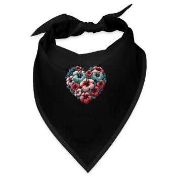 Hibiskus - Bandana - Schwarz - Vorne