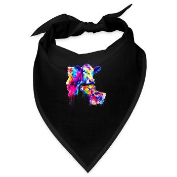 Kuh mit Kalb - Bandana - Schwarz - Vorne