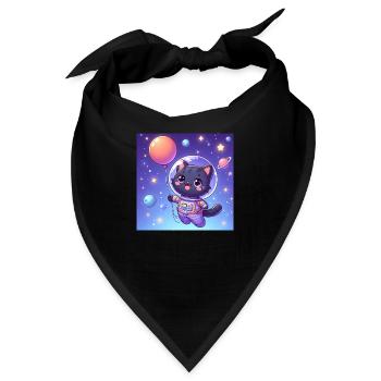 Space Kitty mit Ballon im Weltall - Bandana - Schwarz - Vorne