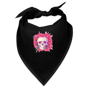 Skull lays in Flowers - Bandana - Schwarz - Vorne