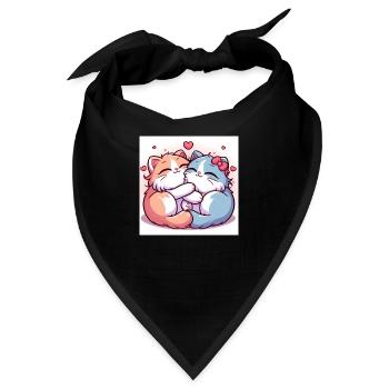 Sweet Kitties am kuscheln mit Herzchen - Bandana - Schwarz - Vorne