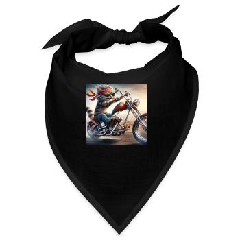 Gato Loco Coole Biker Katze Mit Helm Chopper Cat - Bandana - Schwarz - Vorne