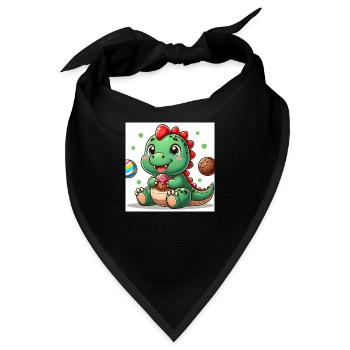 Dino klein mit Muffin und Cookie - Bandana - Schwarz - Vorne