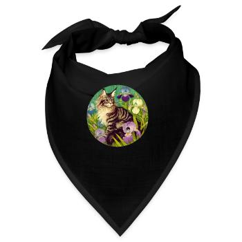 Braun getigerte Katze Iris - Bandana - Schwarz - Vorne
