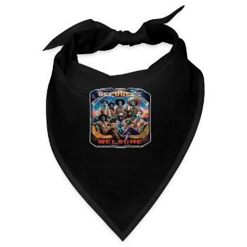 Out of Space - Refugees Welcome Design - Version 1 - Bandana - Schwarz - Vorne