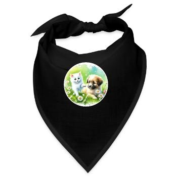 Hund und Katze in Harmonie - Bandana - Schwarz - Vorne