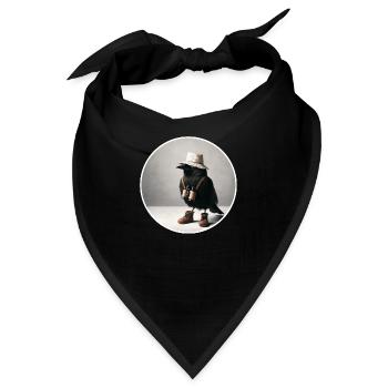 Amsel mit Fernglas, Zeitungshut und Schuhe - Bandana - Schwarz - Vorne