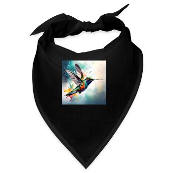 Kolibri farbig - Bandana - Schwarz - Vorne