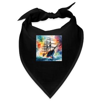 Segelschiff - Bandana - Schwarz - Vorne