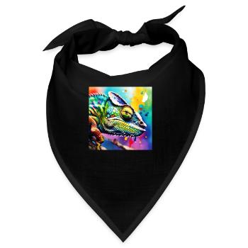 Chamäleon farbig - Bandana - Schwarz - Vorne