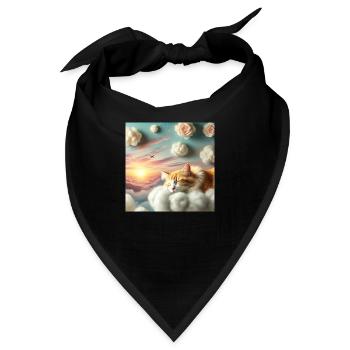 Eine Katze schläft friedlich auf einer Wolke - Bandana - Schwarz - Vorne