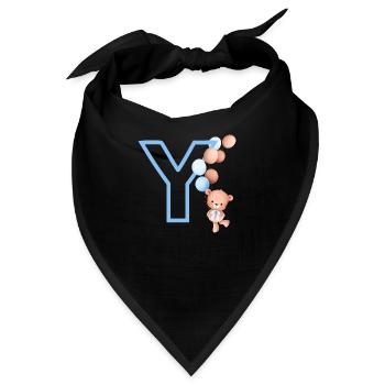 Blauer Buchstabe Y Bär - Bandana - Schwarz - Vorne