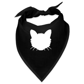 Katzen Gesicht Silhouette Kopf Umrandung Umriss - Bandana - Schwarz - Vorne