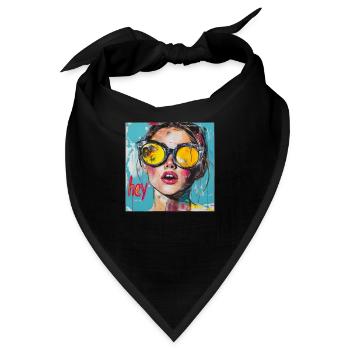 HEY Gruß in rot Popart - Bandana - Schwarz - Vorne