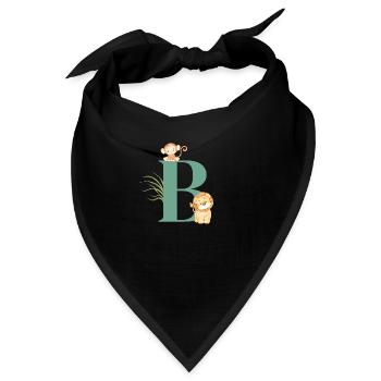 Buchstabe b grüne Dschungeltiere - Bandana - Schwarz - Vorne