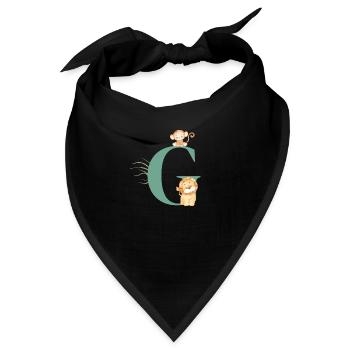 Buchstabe g grüne Dschungeltiere - Bandana - Schwarz - Vorne