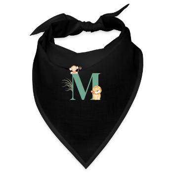 Buchstabe M Grüne Dschungeltiere - Bandana - Schwarz - Vorne