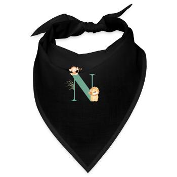 Buchstabe n grüne Dschungeltiere - Bandana - Schwarz - Vorne
