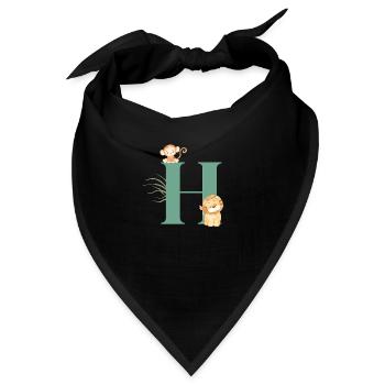 Buchstabe h grüne Dschungeltiere - Bandana - Schwarz - Vorne