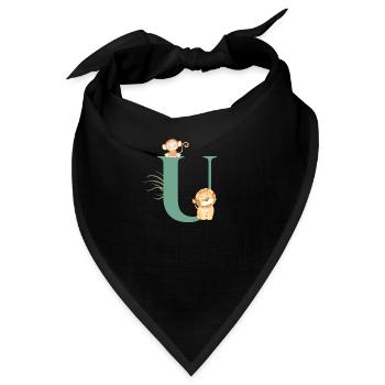 Buchstabe u grüne Dschungeltiere - Bandana - Schwarz - Vorne
